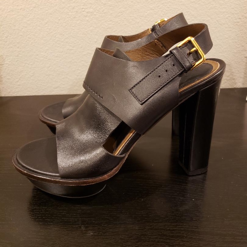 Marni Black Leather Cut-out Platform Sandals 10.5